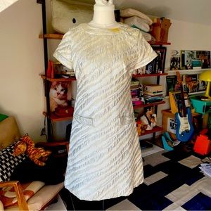 Vintage 60s Victor Costa Romántica a line dress tiger stripe metallic mod